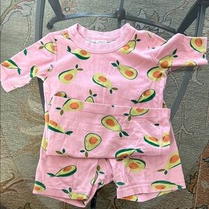 Hanna Andersson Pink and Green Avocado Pajama Set